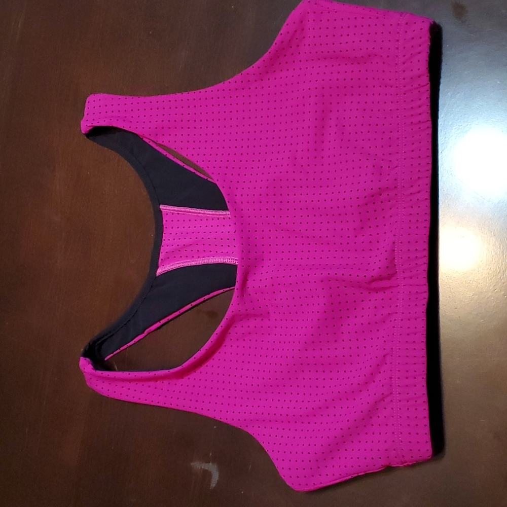 NWOT pink polka dot Commando sports bra size M-L